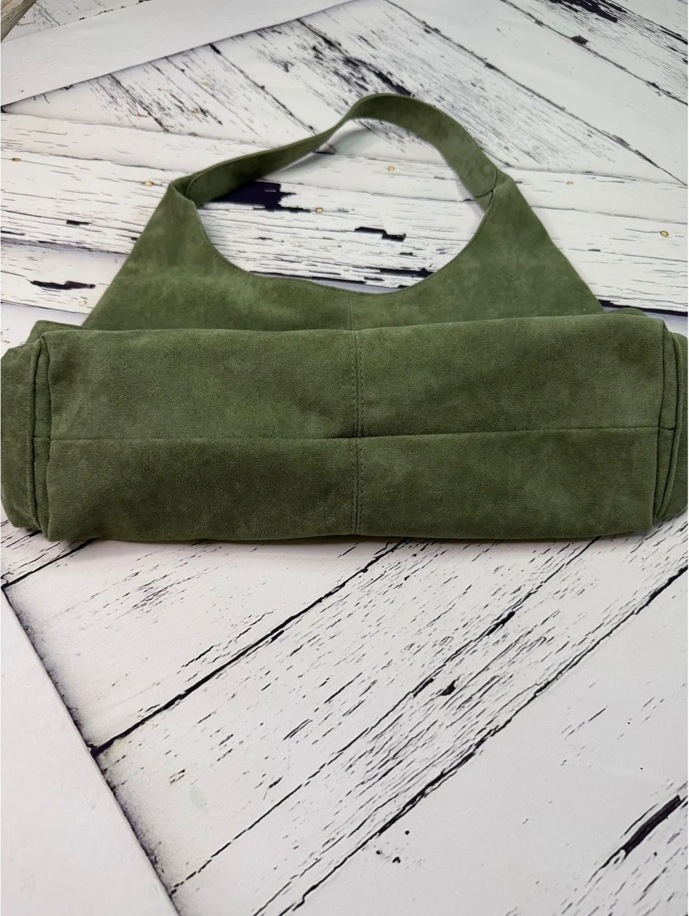 Wild Fable Boho Hobo Faux Suede XL Pocket Shoulder Bag Olive Green